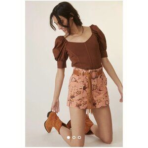 Anthropologie Women's Utility Shorts Jesse Printed 4" High Rise Floral Size 2